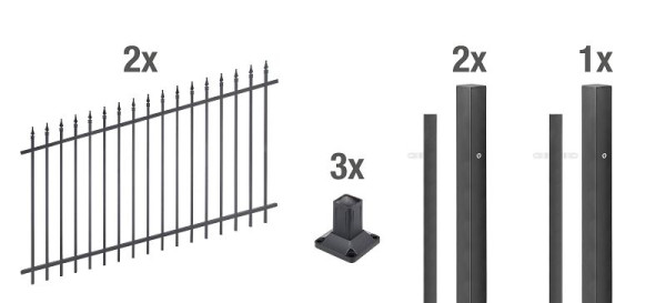 Alberts Zaun-Set Chaussee verstellbar, Aluminium, matt schwarz kunststoffbeschichtet, zum Aufschrauben, 4 m x 1000 mm, 511616