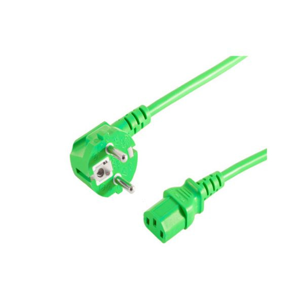 shiverpeaks BASIC-S, Netzanschlusskabel, Schutzkontaktstecker 90° auf Kaltgerätebuchse, 230 V für Kaltgeräte, CEE7/7-C13, VDE, grün, 5,0m, BS09-05053