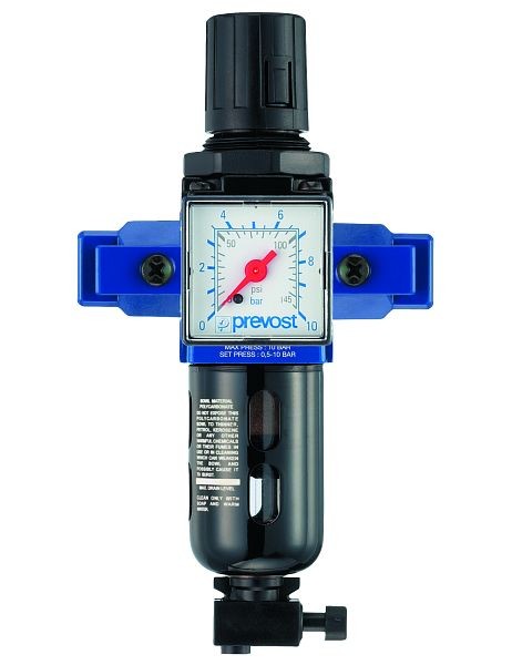 Prevost ALTO 1 - Filterregler mit Manometer, Wandbesfestigungsset und Schnellverbinder für Leitungsanschluss, IG BSPP=G 1/4, Durchfluß=550 l/min, , TM PSM1