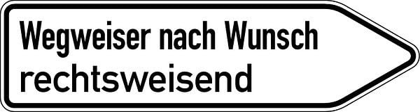 Schilder Klar Wegweiser nach Wunsch einseitig rechtsweisend, 750x200x2 mm Aluminium 2 mm, reflektierend Typ I, 790/81