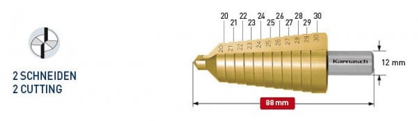 Karnasch Stufenbohrer HSS-XE TIN d=20-30mm, 213010