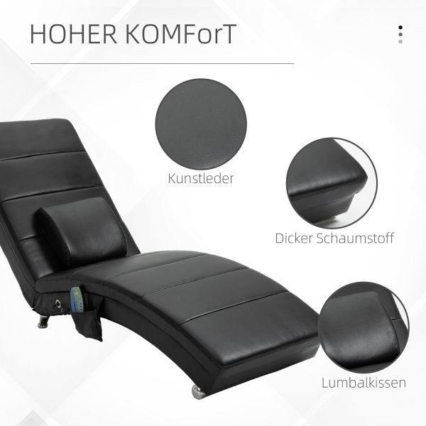 HOMCOM Relaxliege mit Massagefunktion Chaiselongue Loungesessel Schwarz, 833-770V01