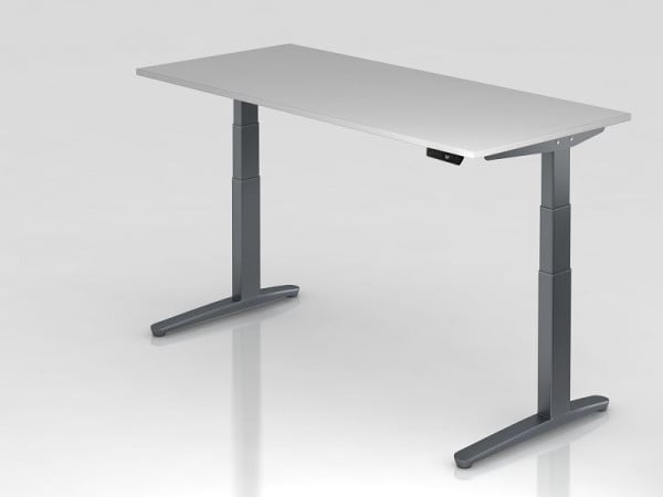 Hammerbacher Sitz-Steh-Schreibtisch elektrisch 180x80cm Grau/Graphit, Rechteckform, VXBHM19/5/GG