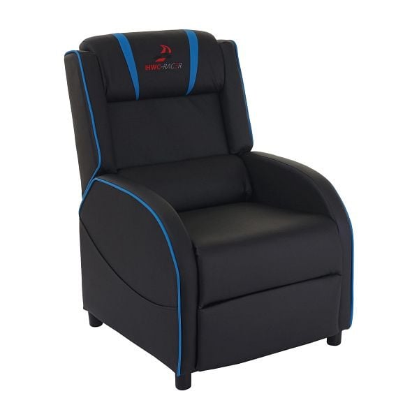 Mendler Fernsehsessel HWC-D68, HWC-Racer Relaxsessel TV-Sessel Gaming-Sessel, Kunstleder, schwarz/blau, 64110