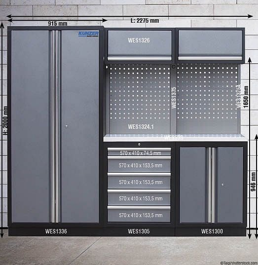 Kunzer Werkstattmodul 1 mit Edelstahlarbeitsplatte, WESS1