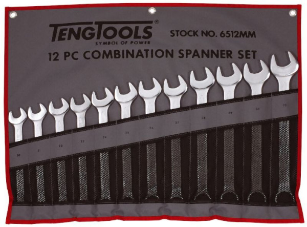 Teng Tools Kombischlüssel-Set (20–32 mm), Werkzeugrolle, 12 Teile, 6512MM