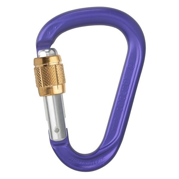 AustriAlpin Karabiner HMS MINI.MI, Schraubverschluss mit Messingrolle, purple, VE: 20 Stück, KO13B-P