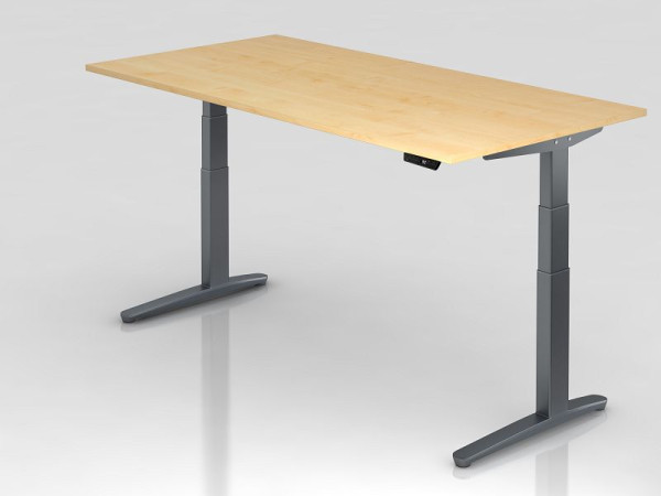 Hammerbacher Sitz-Steh-Schreibtisch elektrisch 200x100cm Ahorn/Graphit, Rechteckform, VXBHM2E/3/GG