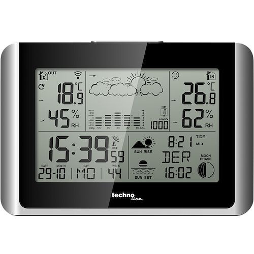 Technoline Wetterstation, DCF-77 Funkuhr mit manueller Einstelloption, Abmaße: 173 x 118 x 22 mm, WS 6767