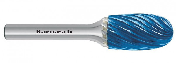 Karnasch Hartmetall-Frässtift Blue-Tec beschichtet TRE/ HP-9 d1= 12 / l2= 22 / d2= 6 / l1= 67mm, VE: 2 Stück, 116035025