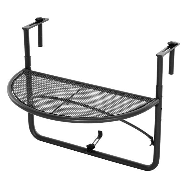 Outsunny Balkonhängetisch Hängetisch höhenverstellbar halbrund Ø30 cm Terrasse Metall Schwarz L60 x B45 x H50 cm, 84B-295BK