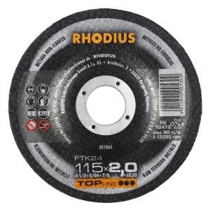 Rhodius TOPline FTK24 Freihandtrennscheibe, Durchmesser [mm]: 115, Stärke [mm]: 2, Bohrung [mm]: 22.23, VE: 25 Stück, 201064