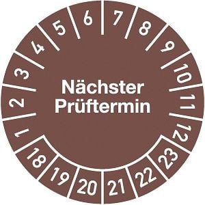 Moedel Prüfplakette Nächster Prüftermin 2018- 023, Folie, Ø 30 mm, VE: 10 Stück/Bogen, 54525