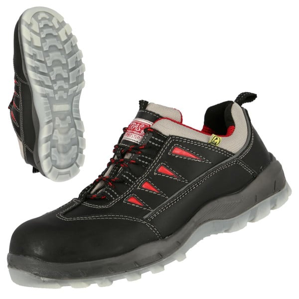 NITRAS SPORT STEP, S3 Sicherheitshalbschuhe, strapazierfähiges Vollleder, schwarz, Größe: 36, VE: 10 Paar, 7300-36