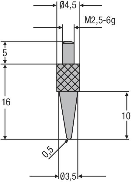 HELIOS PREISSER Messeinsatz, M2, 5mm Spitze, Radius 0,5 mm, 710166