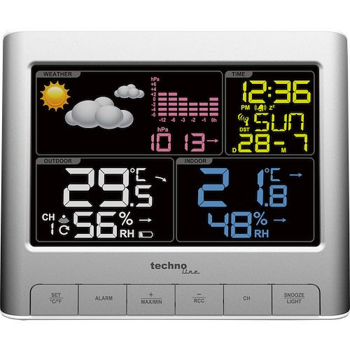 Technoline Wetterstation, DCF-77 Funkuhr mit manueller Einstelloption, Abmaße: 159 x 130 x 43 mm, WS 6449