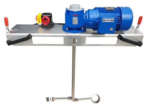 Schwarzer Rührtechnik Schneckengetrieberührwerk, für Medien bis 10000 m/Pas im 1000L IBC, 1,5 KW, Drehzahl: 290 UPM, Staplertraverse Edelstahl, CRW-0190