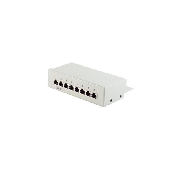 shiverpeaks BASIC-S, Mini Patchpanel/ Patchfeld cat6 Desktop Gehäuse 8-Port lichtgrau, BS75060