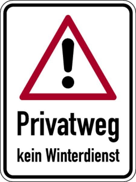 Schilder Klar Privatweg kein Winterdienst, 300x400x0.6 mm Aluminium geprägt, 598/50