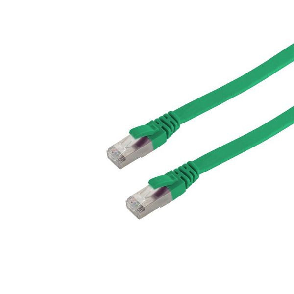 shiverpeaks BASIC-S, RJ45 Patchkabel-Flachkabel, Flat U/FTP mit CAT 7 Rohkabel, slim, grün 1,0m, BS75511-SLG