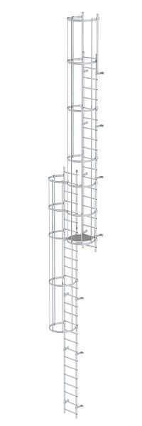 Munk Günzburger Steigtechnik Mehrzügige Steigleiter mit Rückenschutz (Notleiter) Aluminium blank 12,12m, 510230