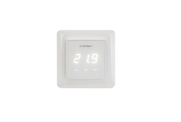 Etherma Schaltereinbauthermostat weiß mit Touchpad, 16 A, 5-40 °C, inkl. Rahmen weiß, 39856