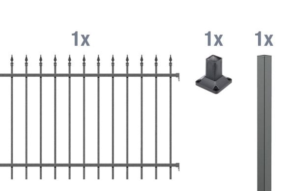 Alberts Zaun-Anbauset Chaussee, Aluminium, anthrazit kunststoffbeschichtet RAL 7016, zum Aufschrauben, 2 m x 1000 mm, 510404