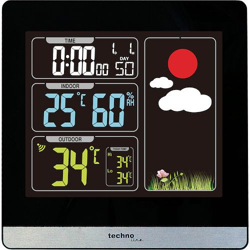 Technoline Wetterstation, Funkuhr, Abmaße: 120 x 120 x 24 mm, WS 6448