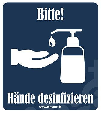 Contacto Schild ''Hände desinfizieren'', selbstklebend, 9 cm, 7592/090