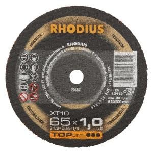 Rhodius TOPline XT10 MINI Extradünne Mini Trennscheibe, Durchmesser [mm]: 65, Stärke [mm]: 1, Bohrung [mm]: 6, VE: 50 Stück, 206801