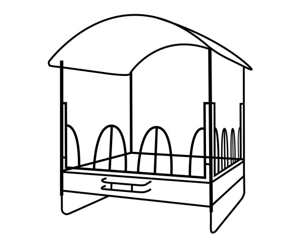 Patura Viereckraufe Robust mit Palisadenfressgitter und Dach, 303670