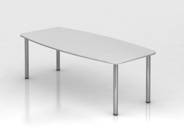 Hammerbacher Konferenztisch 220cm/4 Chromfüße Weiß, tonnenförmig, VKT22C/W/C