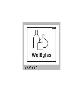 Gruber Systeme Pictogramm für Abfall-/Wertstoffsammler, Weissglas, B180xH75mm, selbstklebend, SKP 23