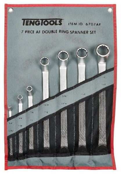Teng Tools Doppelringschlüssel-Set, AF, Werkzeugrolle, 7 Teile, 6707AF