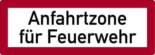 Schilder Klar Brandschutzzeichen Anfahrtzone für Feuerwehr, 594x210x0.6 mm Aluminium geprägt, 133/53