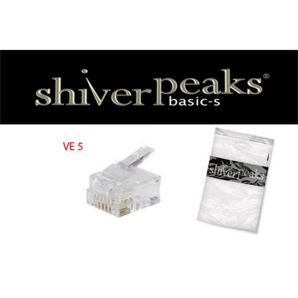 shiverpeaks BASIC-S, Netzwerk Modular-Stecker RJ12 6polig, 6 Kontakte belegt, vergoldete Kontakte, VE: 5 Stück, BS72050-5