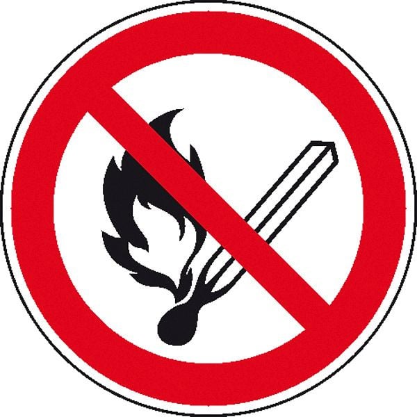 SafetyMarking Verbotsschild, Keine offene Flamme, Feuer, offene Zündquelle und Rauchen verboten, Ø 31,5 cm, Folie, selbstklebend, 21.0811