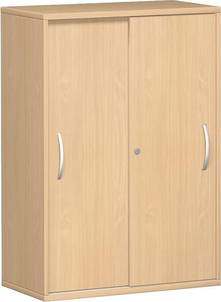 geramöbel Schiebetürenschrank 2 Dekor-Einlegeböden, abschließbar, 800x425x1152, Buche/Buche, N-10S308-BB