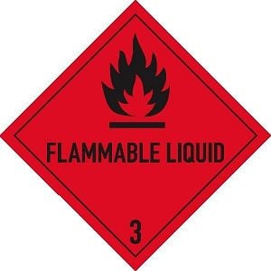 Moedel Gefahrzettel Klasse 3 Text FLAMMABLE LIQUID, Folie, 250x250 mm, 66005