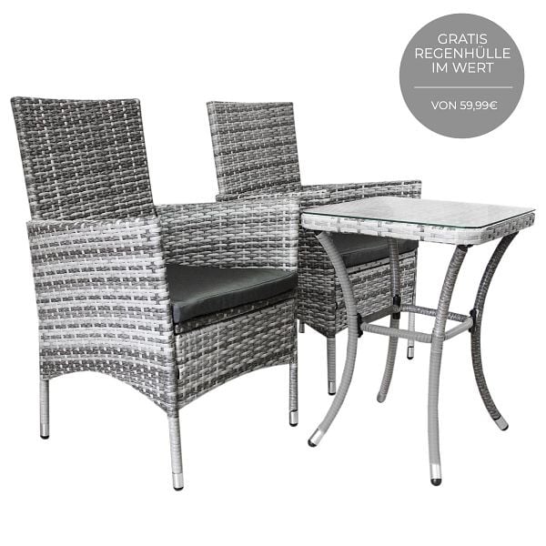 Monster Jardi Rattan Bistro Set Hellgrau, 27121