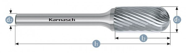 Karnasch Hartmetall-Frässtift unbeschichtet WRC/ HP-2 d1=3 / l2=14 / d2=3 / l1=38mm, VE: 10 Stück, 113020025