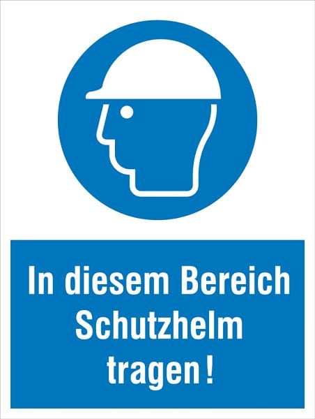 SafetyMarking Gebots-Kombischild, In diesem Bereich Schutzhelm tragen!, BxH 30x40 cm, Kunststoff (Hart-PVC), 43.A7185