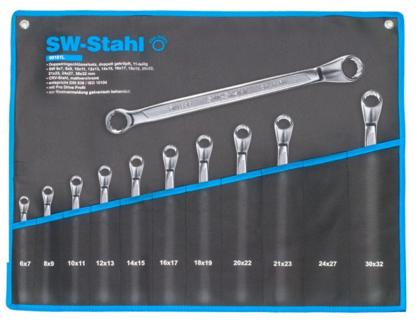 SW-Stahl Doppelringschlüsselsatz, 6-32 mm, gekröpft, 11-teilig, 00181L