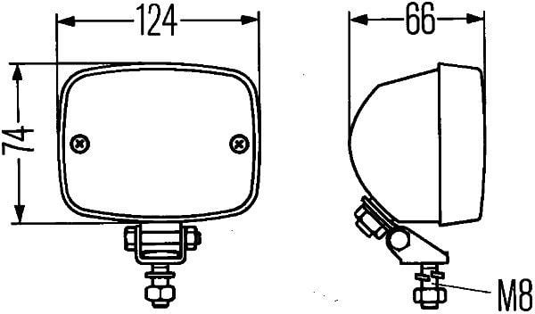 HELLA Halogen-Arbeitsscheinwerfer, 24/12V, Anbau/geschraubt, stehend/schwenkbarer Montagebügel, Nahfeldausleuchtung, Stecker: Flachstecker, 1GA 002 985-417