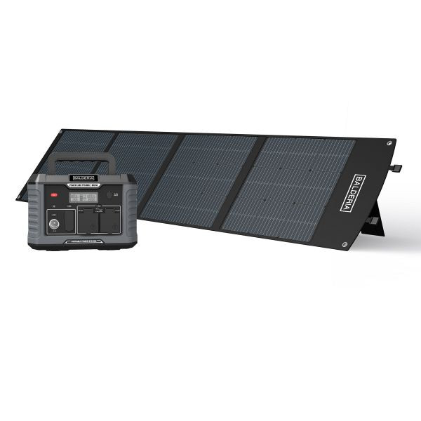 BALDERIA Power Set PS1000-200 Mobiler Stromerzeuger/Stromspeicher/Solar-Generator: Tragbare Powerstation 1000W + Solarpanel 200W, PPS1000-SP200