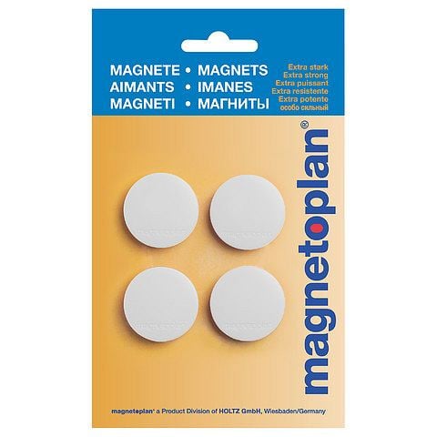 Magnetoplan Magnet Discofix Standard auf Blisterkarte, Farbe: weiss, VE: 4 Stück, 16642400