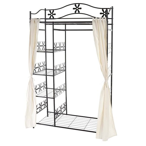 Mendler Metall-Garderobe Genf, Garderobenständer Kleiderschrank Metallregal 172x100x43cm, mit Vorhang, 40008