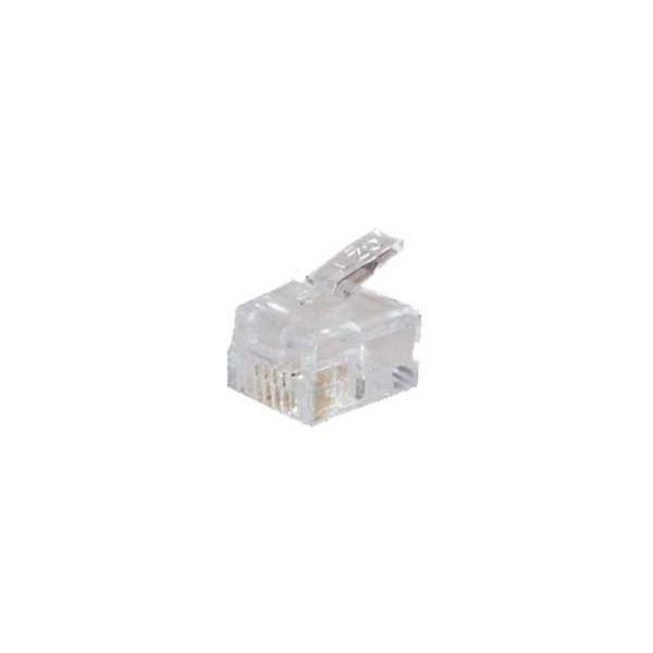 shiverpeaks BASIC-S, Netzwerk Modular-Stecker RJ11 6polig, 4 Kontakte belegt, für Rundkabel, vergoldete Kontakte, VE: 100 Stück, BS72040-R100