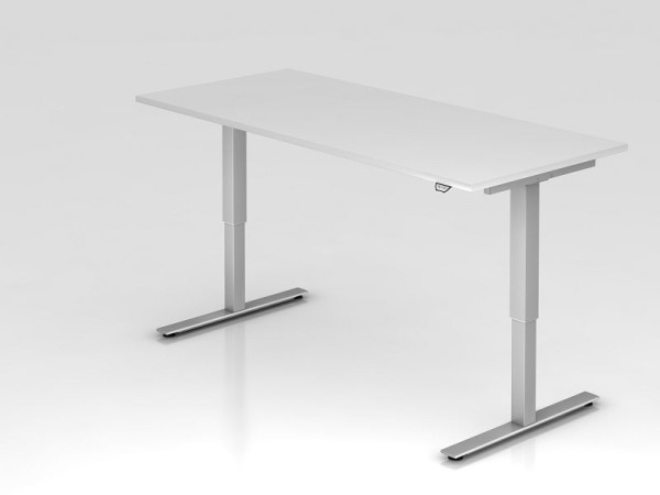 Hammerbacher Sitz-Steh-Schreibtisch elektrisch 180x80cm Weiß, Arbeitshöhe 73 - 119 cm, VXMST19/W/S