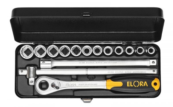 ELORA Steckschlüssel-Satz 1/2", Sechskant, 15-teilig 10-22 mm, 771-LKMU, 0771530302000